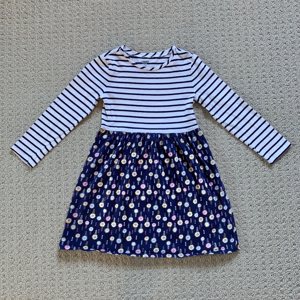 Gymboree Navy Stripe and Floral Dress